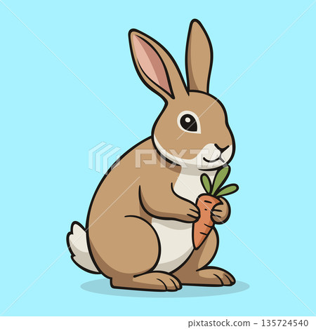 Rabbit with Carrot Illustration Character Vector Logo Template 135724540