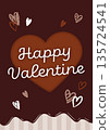 Chocolate and heart Valentine's Day background illustration, brown, vertical 135724541