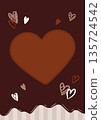 Chocolate and heart Valentine's Day background frame illustration, brown, vertical 135724542