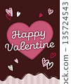Chocolate and heart Valentine's Day background illustration, pink, vertical 135724543