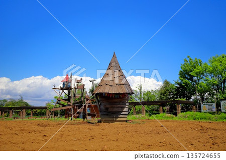 藍天和三角形屋頂的小屋 藍天和三角形屋頂的小屋 135724655