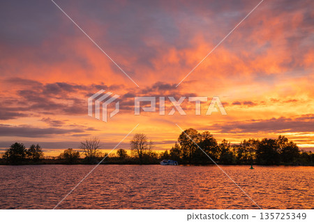 Sunset, Havel river, Brandenburg, Germany Sunset, Havel river, Brandenburg, Germany 135725349