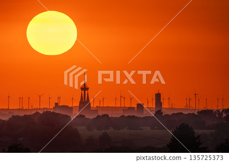 Cologne against sunset, North Rhine Westphalia, Germany 135725373