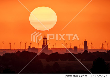 Cologne against sunset, North Rhine Westphalia, Germany 135725374