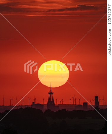 Cologne against sunset, North Rhine Westphalia, Germany 135725377