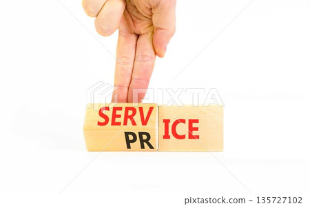 Service price symbol. Concept words Service price on beautiful wooden cubes. Beautiful white background. Businessman's hand. Business, service price concept. Copy space. Service price symbol. Concept words Service price on beautiful wooden cubes. Beautiful white background. Businessman's hand. Business, service price concept. Copy space. 135727102