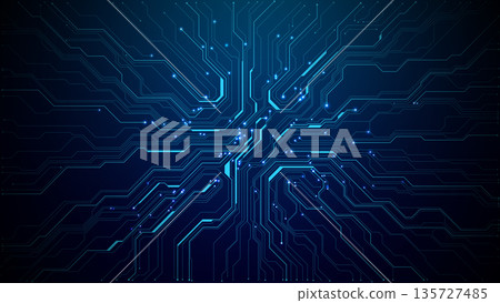 Abstract tech background featuring circuit patterns. 135727485