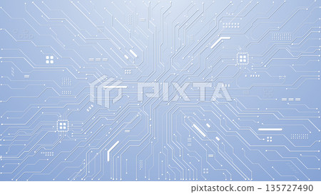 White tech background with abstract circuit board pattern  135727490