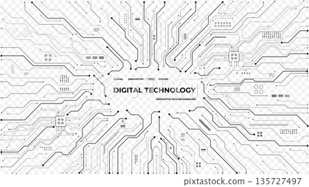 Modern circuit board pattern with central text space 135727497