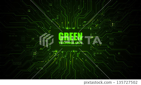 Green circuit board background with empty chip space Green circuit board background with empty chip space 135727502