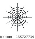 A simple, classic vector illustration of a spider web in black outline. Perfect for spooky Halloween designs 135727739