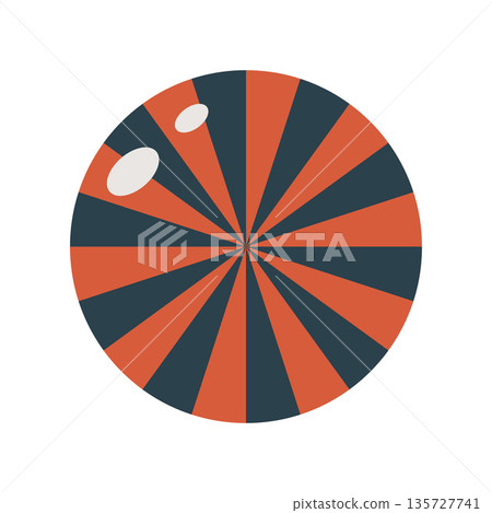 A simple, flat vector illustration of a round Halloween candy or lollipop. It features a classic spiral swirl pattern in spooky  135727741