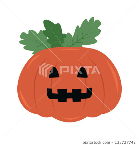 A simple, cute vector illustration of a jack-o'-lantern.  135727742