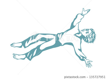 Vector drawing. A child drowning underwater 135727951