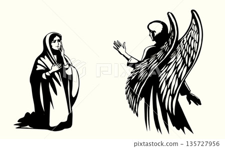 Vector illustration. The Angel Annunciation to Mary. Vector illustration. The Angel Annunciation to Mary. 135727956