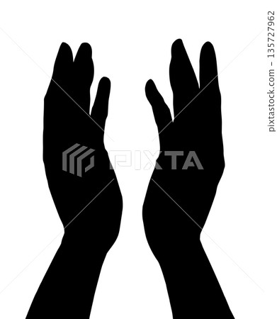 Asking hands. Vector drawing icon Asking hands. Vector drawing icon 135727962