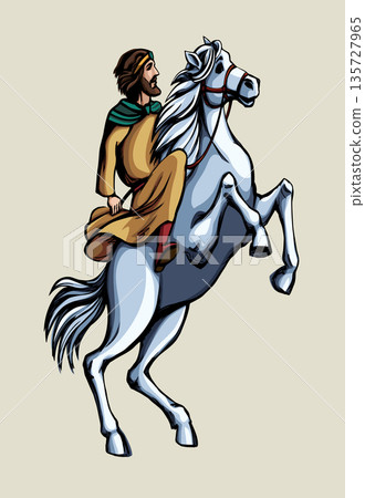 Vector drawing. Man on the horse 135727965