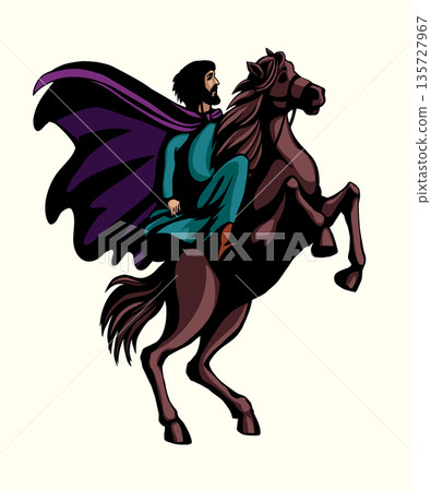 Vector drawing. Man on the horse Vector drawing. Man on the horse 135727967