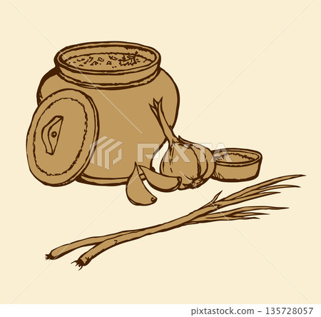 Vector sketch of Ukrainian lunch 135728057