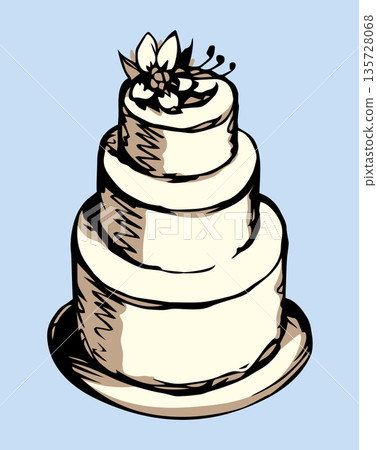 Big tasty cake. Vector drawing Big tasty cake. Vector drawing 135728068