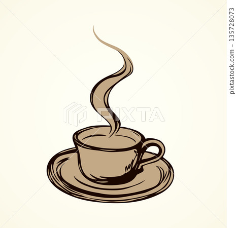Cup of coffee. Vector drawing 135728073