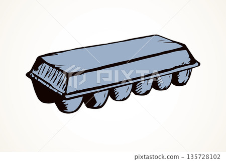 Closed egg packaging. Vector drawing Closed egg packaging. Vector drawing 135728102