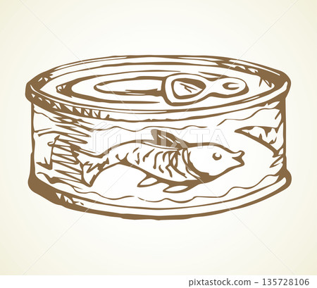 Fish Can. Vector drawing icon 135728106
