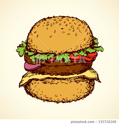 Hamburger. Vector drawing Hamburger. Vector drawing 135728109