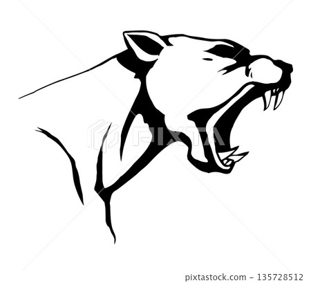 Open mouth. Grin. Vector drawing Open mouth. Grin. Vector drawing 135728512