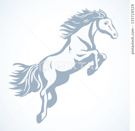 Galloping horse. Vector drawing icon Galloping horse. Vector drawing icon 135728529