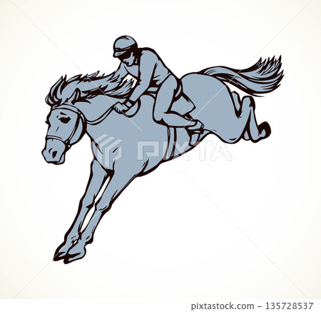Horse racing. Vector drawing 135728537