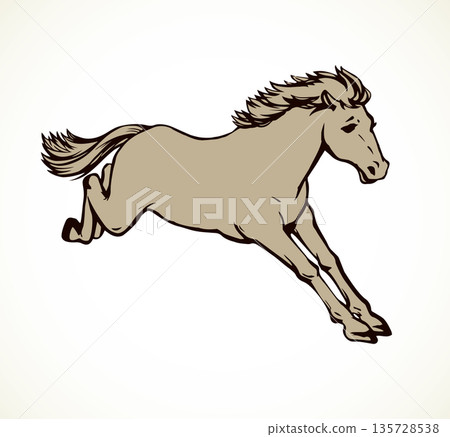 Horse racing. Vector drawing 135728538