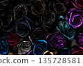 Beautiful black roses background. Floral abstract background for wedding and engagement. 135728581