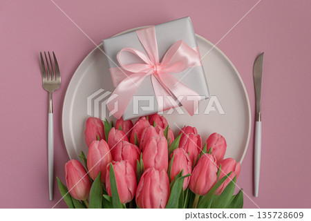 Glittery Red Gift Boxes with Satin Bows and Glittery Heart. Romantic Valentines Day Flatlay Glittery Red Gift Boxes with Satin Bows and Glittery Heart. Romantic Valentines Day Flatlay 135728609