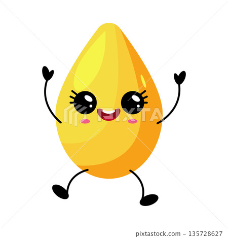 Cute kawaii oil drop character flat illustration Cute kawaii oil drop character flat illustration 135728627