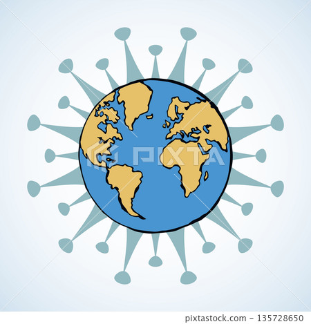 Planet Earth. Spread of coronavirus. Vector drawing 135728650