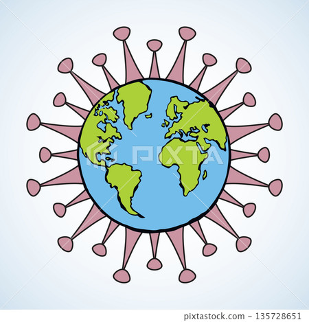 Planet Earth. Spread of coronavirus. Vector drawing Planet Earth. Spread of coronavirus. Vector drawing 135728651