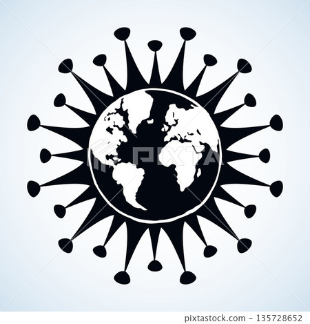 Planet Earth. Spread of coronavirus. Vector drawing 135728652