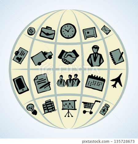 Set of sketched logos for business. Vector drawing 135728673