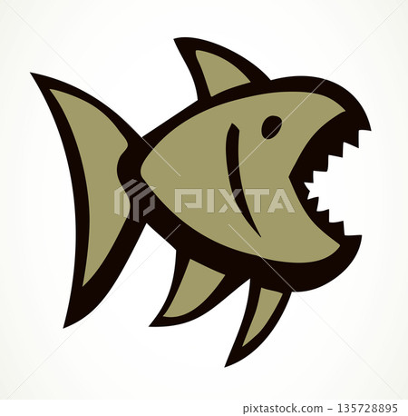 Piranha fish. Vector drawing icon Piranha fish. Vector drawing icon 135728895