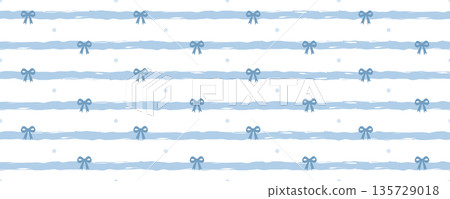 Wavy line pattern with abstract seamless stripes. Cute baby background with blue bows. Vector illustration Wavy line pattern with abstract seamless stripes. Cute baby background with blue bows. Vector illustration 135729018