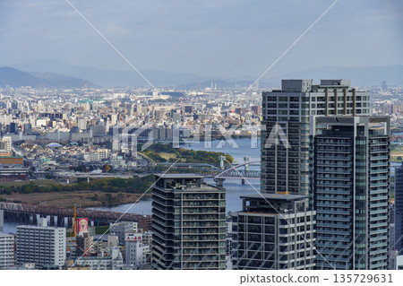 osaka city in japan at autumn time 135729631