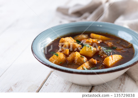 Cod with potatoes. Cod with potatoes. 135729838