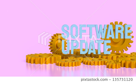 Software Update Automation Concept With Golden Gears 3d render. Software Update Automation Concept With Golden Gears 3d render. 135731120