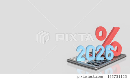 Tax Calculation 2026 Percentage Rate Finance And Accounting Concept 3d render. Tax Calculation 2026 Percentage Rate Finance And Accounting Concept 3d render. 135731123