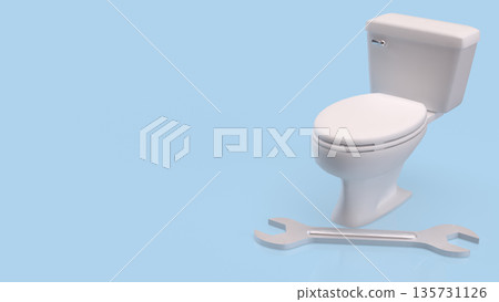 Bathroom Toilet Repair And Plumbing Maintenance Concept Background 3d render. Bathroom Toilet Repair And Plumbing Maintenance Concept Background 3d render. 135731126