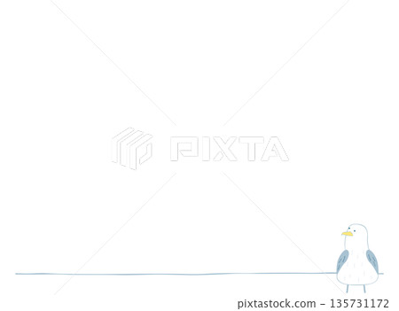 手繪海鷗插圖邊框線 135731172