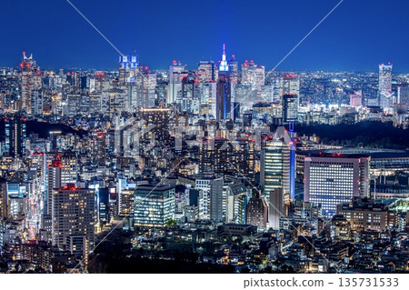 【東京最佳夜景100強】從六本木新城眺望東京夜景（朝新宿方向） 135731533