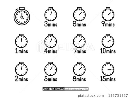 計時器圖示集（可編輯描邊） 135731537