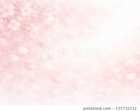 柔和的春日背景,櫻花花瓣飄落。 柔和的春日背景,櫻花花瓣飄落。 135732332